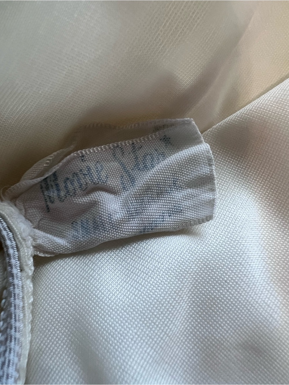 Vintage Movie Star Lace Trim Half Slip Skirt Cream Off-White Midi Slit M - Picture 7 of 9